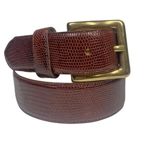 ENZO ANGIOLINI Genuine Lizard Belt Sz. Small Dark Brown 1 3/8" Width #B1313